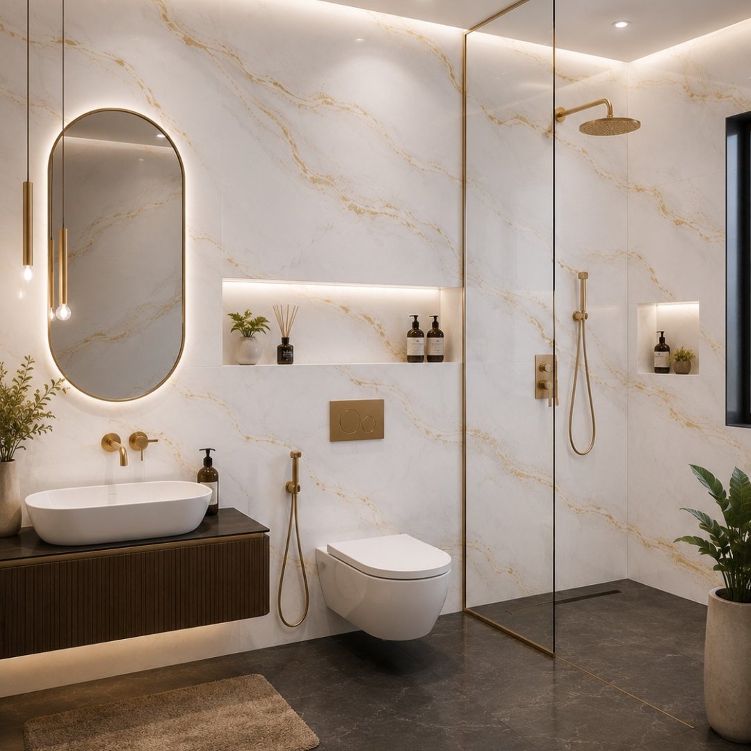 AL En Turkish Waves Marble Bathroom Tiles - My Home Studio